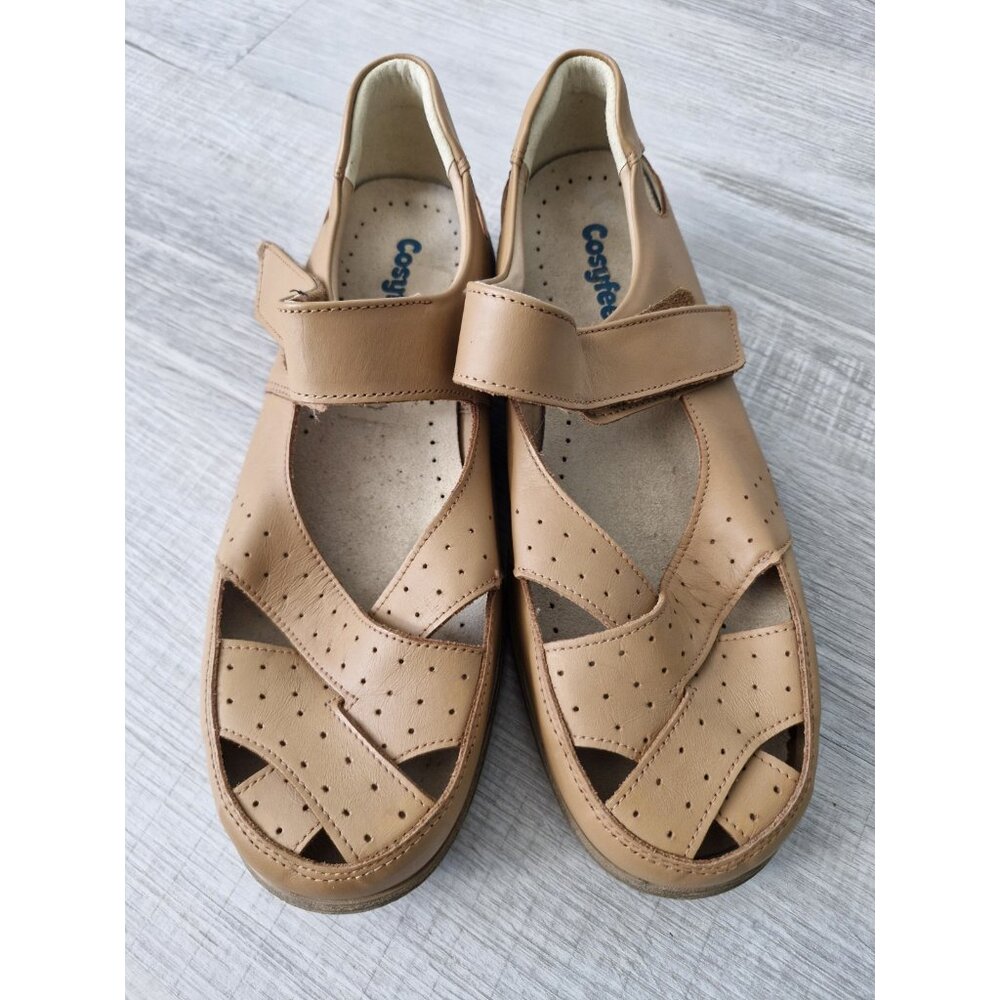Cosyfeet Sandal Comfort Shoes Shelley  Extra Roomy Beige Soft Strap Women Sz 11